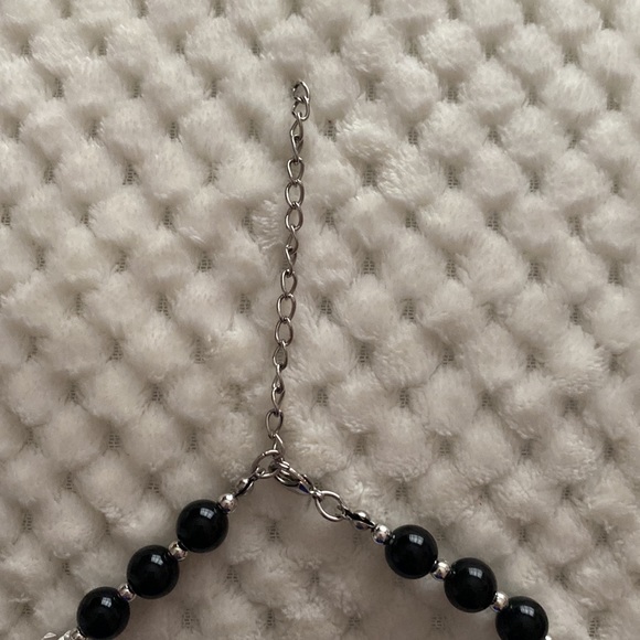 Black, silver, clear bead necklace - Picture 2 of 2